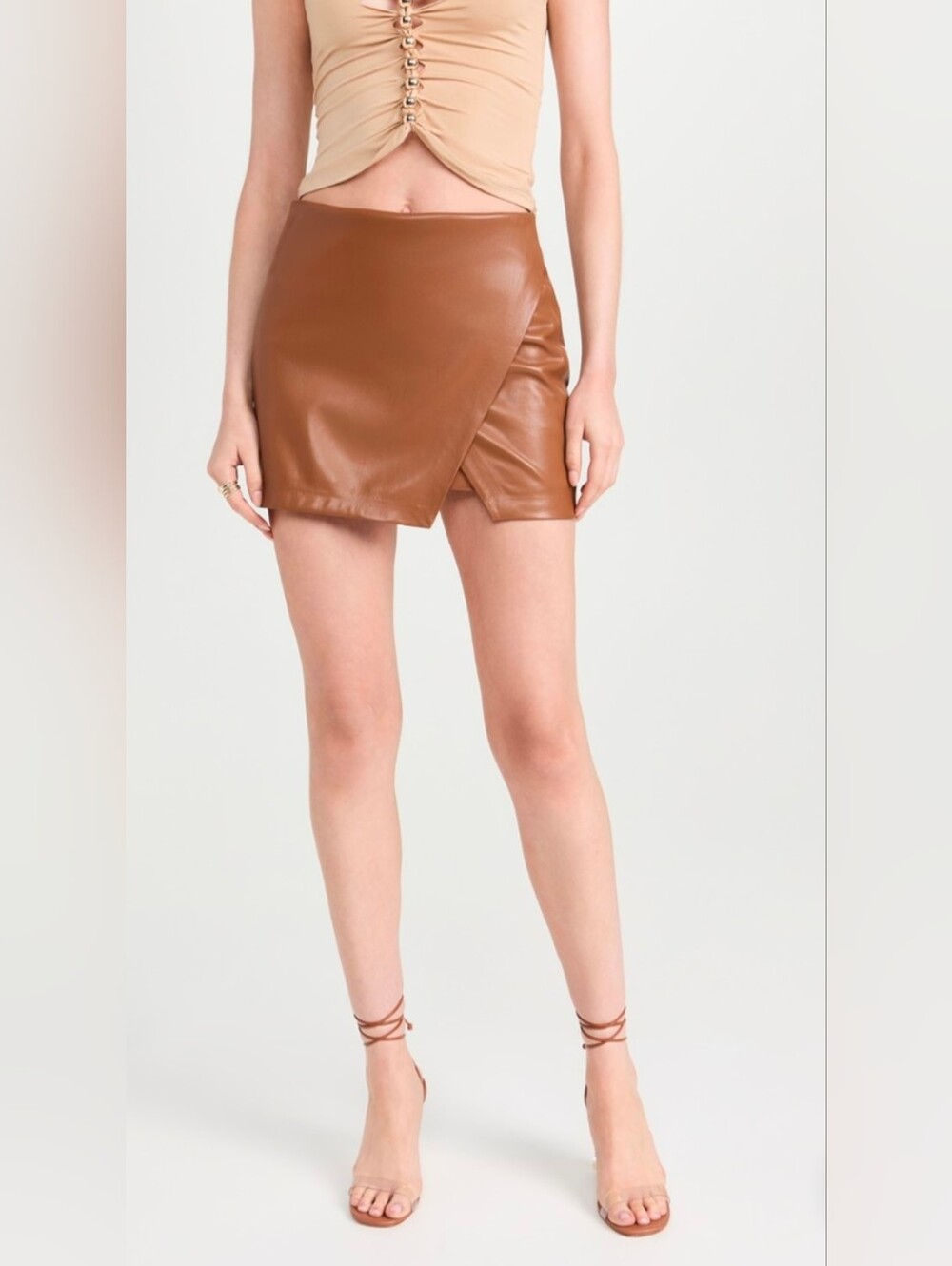 Alice + Olivia Siobhan Vegan Leather Wrap Mini Skirt - Size 6